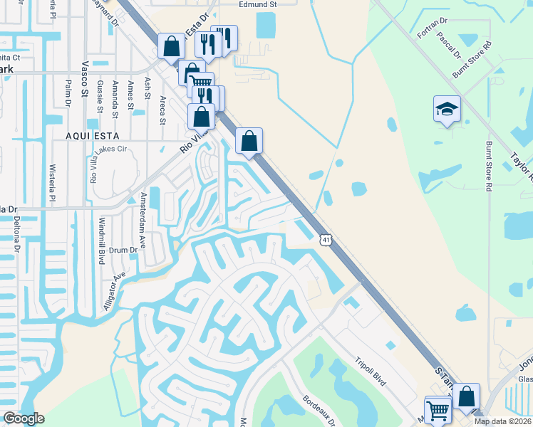map of restaurants, bars, coffee shops, grocery stores, and more near 150 Mandalay Road in Punta Gorda