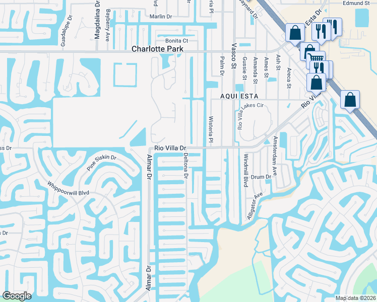 map of restaurants, bars, coffee shops, grocery stores, and more near 621 Rio Villa Drive in Punta Gorda