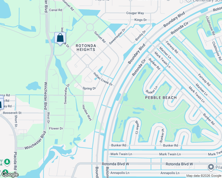 map of restaurants, bars, coffee shops, grocery stores, and more near 187 Sunset Road in Rotonda West