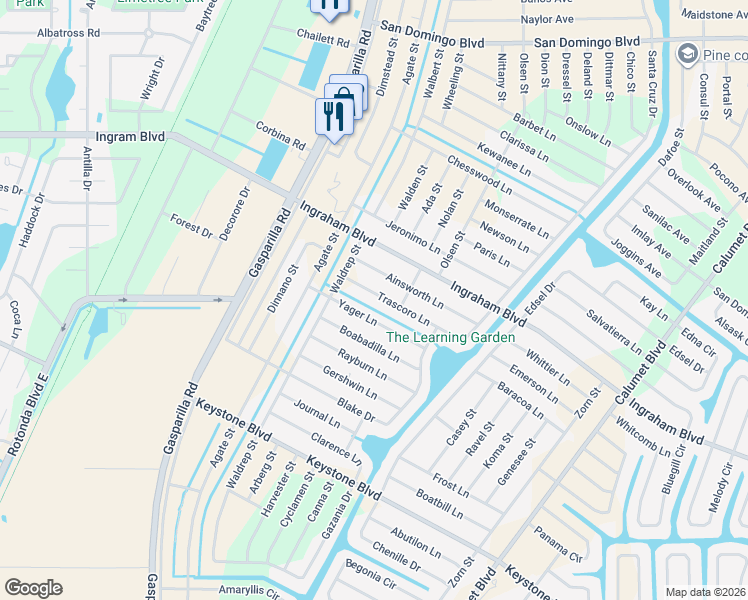 map of restaurants, bars, coffee shops, grocery stores, and more near 13401 Trascoro Lane in Port Charlotte