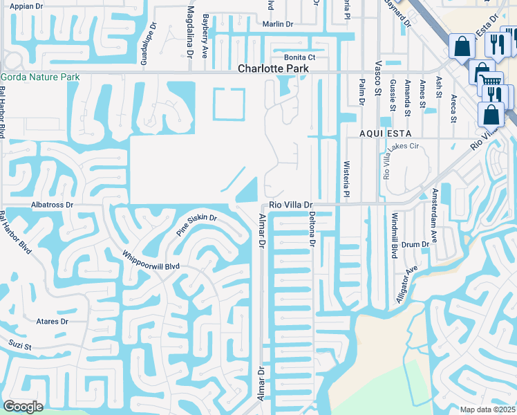 map of restaurants, bars, coffee shops, grocery stores, and more near 4011 Almar Drive in Punta Gorda