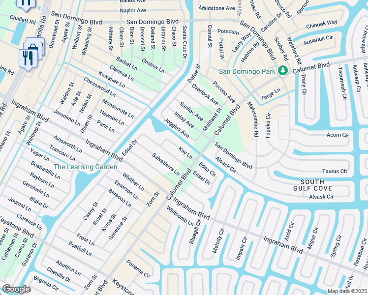 map of restaurants, bars, coffee shops, grocery stores, and more near 14260 Kay Ln in Port Charlotte