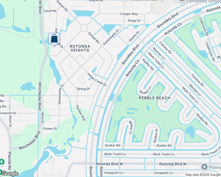 map of restaurants, bars, coffee shops, grocery stores, and more near 292 Boundary Boulevard in Rotonda West