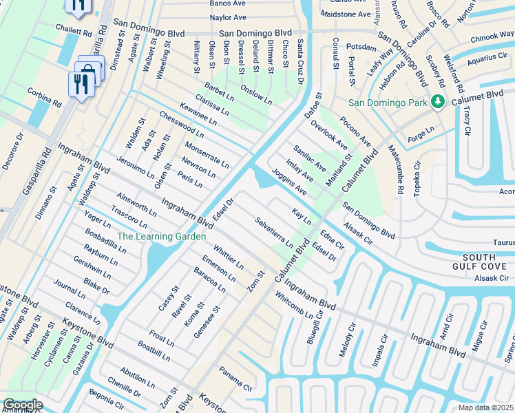 map of restaurants, bars, coffee shops, grocery stores, and more near 14195 Edsel Drive in Port Charlotte