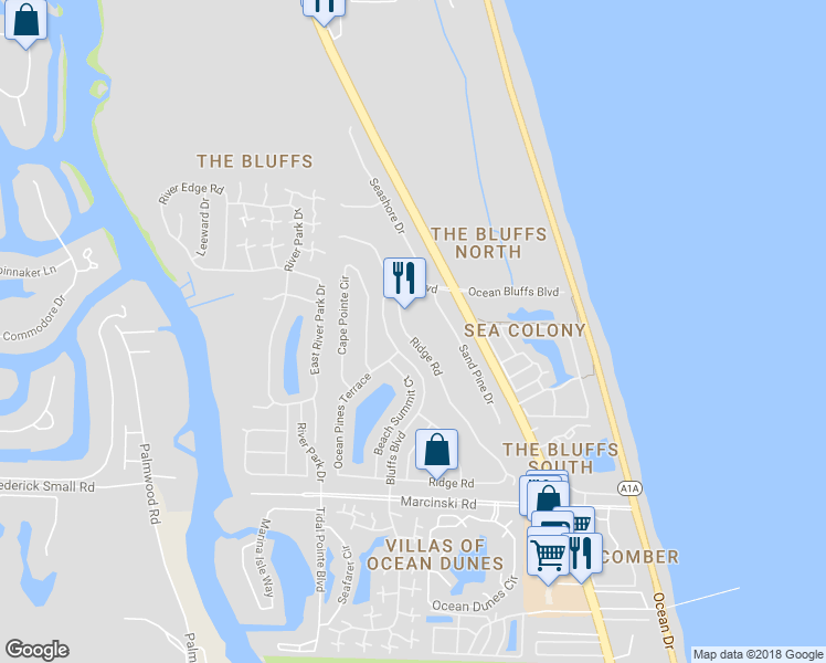 map of restaurants, bars, coffee shops, grocery stores, and more near 241 Ridge Road in Jupiter