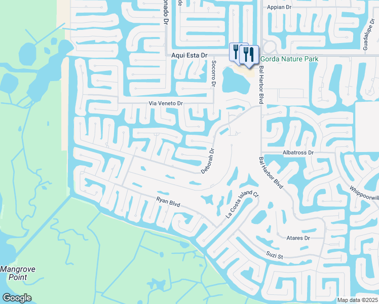 map of restaurants, bars, coffee shops, grocery stores, and more near 2138 Charlotte Amalie Court in Punta Gorda