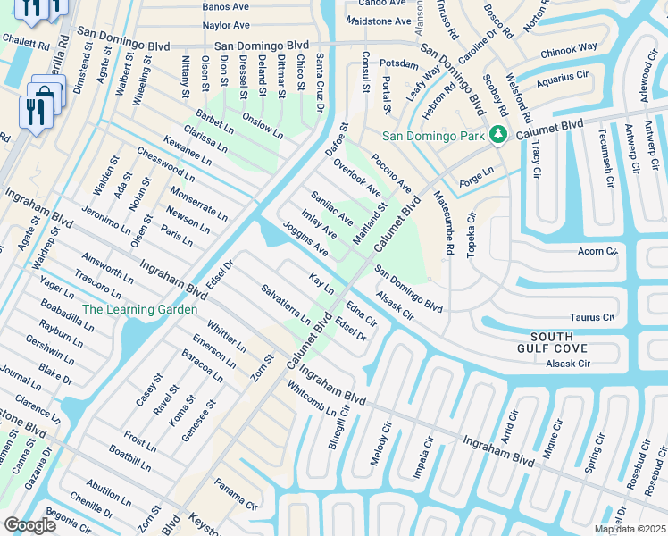 map of restaurants, bars, coffee shops, grocery stores, and more near 14260 Kay Lane in Port Charlotte