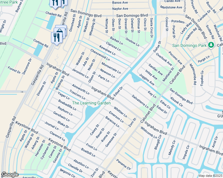 map of restaurants, bars, coffee shops, grocery stores, and more near 8576 Santa Cruz Drive in Port Charlotte