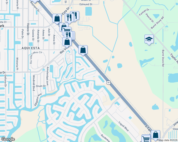 map of restaurants, bars, coffee shops, grocery stores, and more near 150 Mandalay Road in Punta Gorda