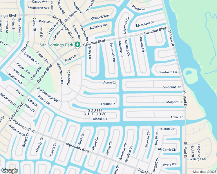 map of restaurants, bars, coffee shops, grocery stores, and more near 15236 Acorn Circle in Port Charlotte