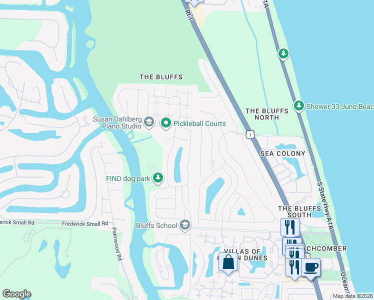 map of restaurants, bars, coffee shops, grocery stores, and more near 251 River Park Drive in Jupiter