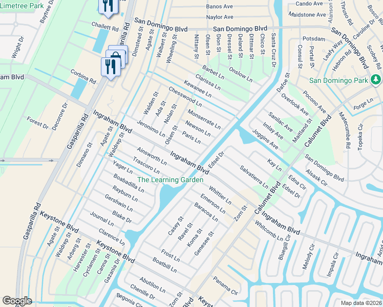map of restaurants, bars, coffee shops, grocery stores, and more near 13564 Ingraham Boulevard in Port Charlotte