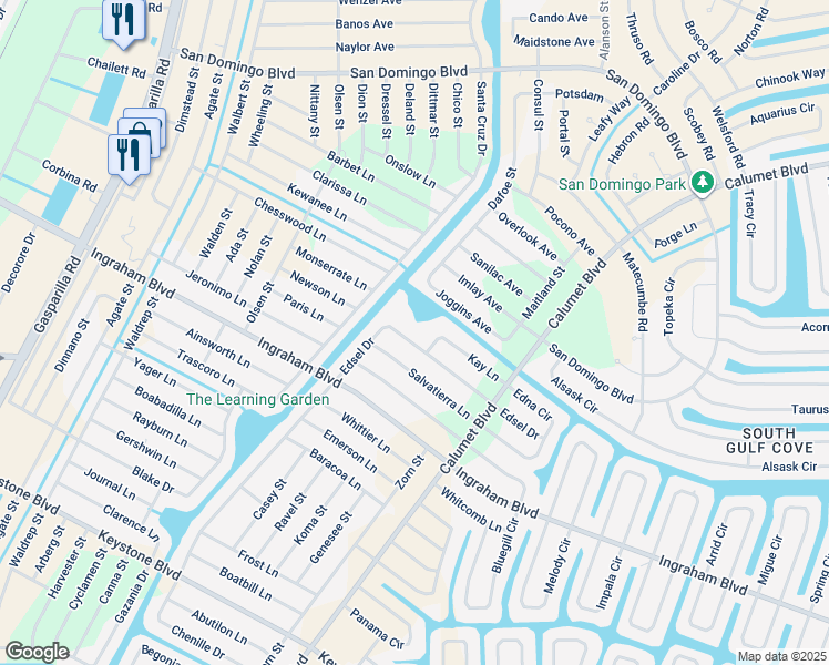 map of restaurants, bars, coffee shops, grocery stores, and more near 14195 Edsel Drive in Port Charlotte