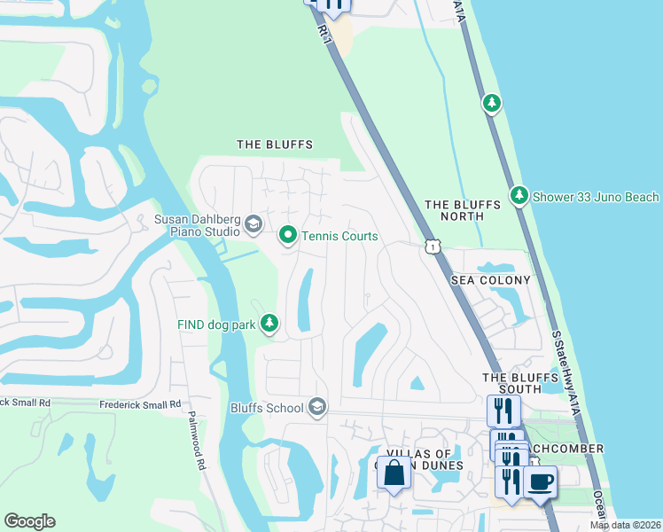 map of restaurants, bars, coffee shops, grocery stores, and more near 241 East River Park Drive in Jupiter