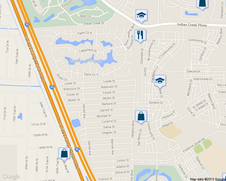 map of restaurants, bars, coffee shops, grocery stores, and more near 6143 Mullin Street in Jupiter