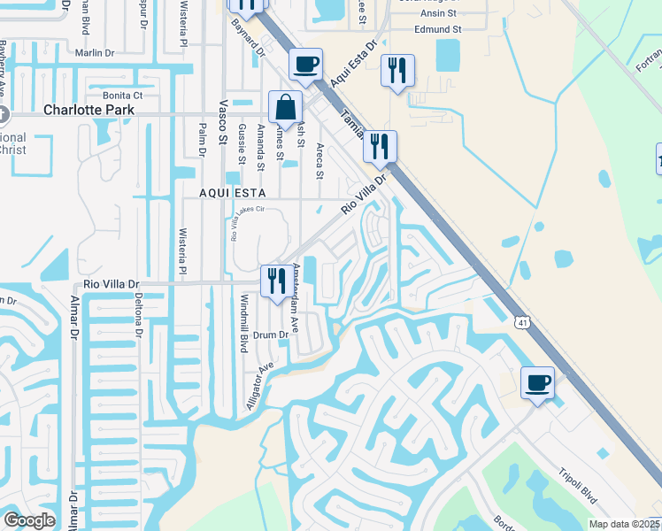 map of restaurants, bars, coffee shops, grocery stores, and more near 1 Den Helder Avenue in Punta Gorda