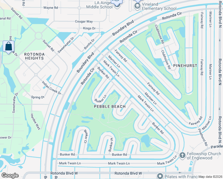 map of restaurants, bars, coffee shops, grocery stores, and more near 62 Bunker Lane in Rotonda West