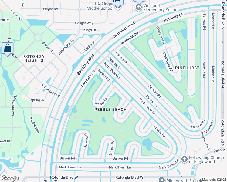 map of restaurants, bars, coffee shops, grocery stores, and more near 64 Bunker Lane in Rotonda West