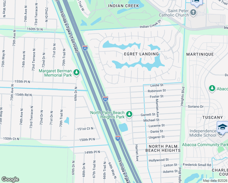 map of restaurants, bars, coffee shops, grocery stores, and more near 6478 Leslie Street in Jupiter