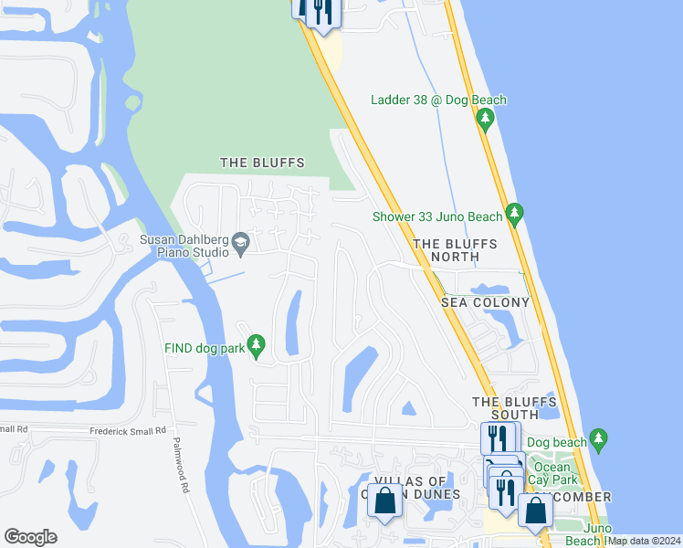 map of restaurants, bars, coffee shops, grocery stores, and more near 147 Cape Pointe Circle in Jupiter