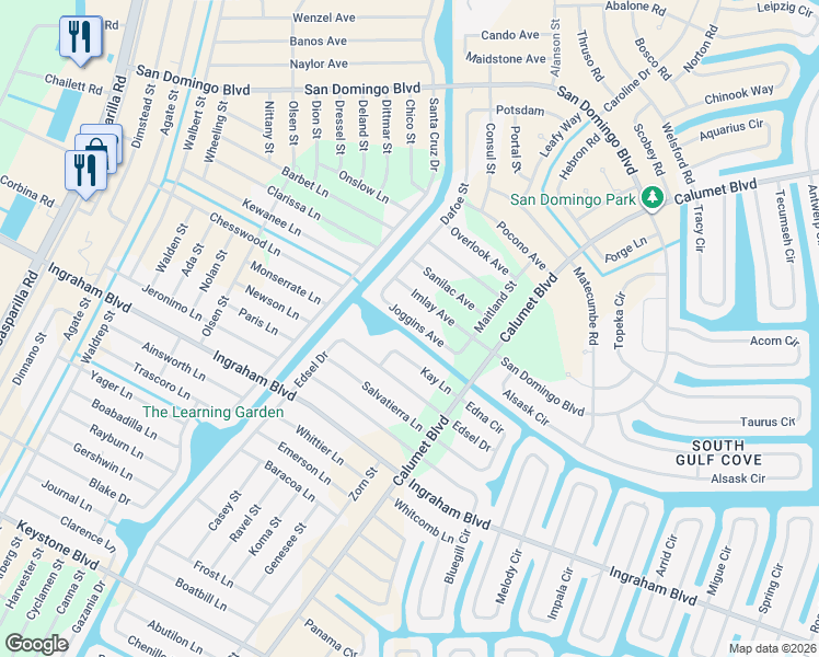 map of restaurants, bars, coffee shops, grocery stores, and more near 14235 Joggins Avenue in Port Charlotte