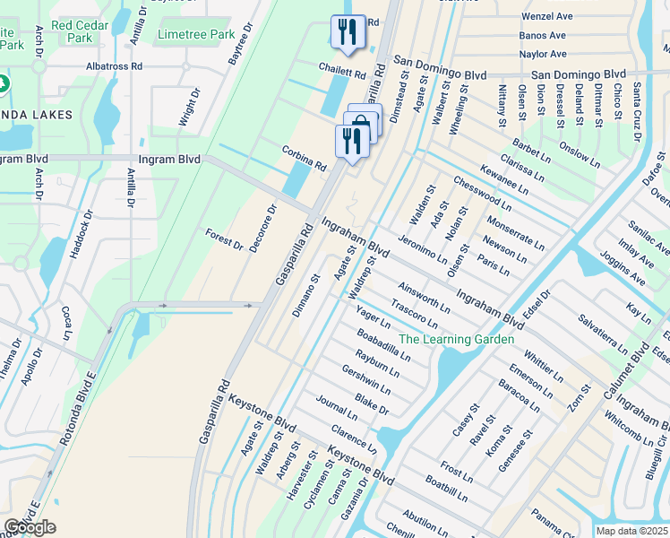map of restaurants, bars, coffee shops, grocery stores, and more near 8464 Dinnano Street in Port Charlotte