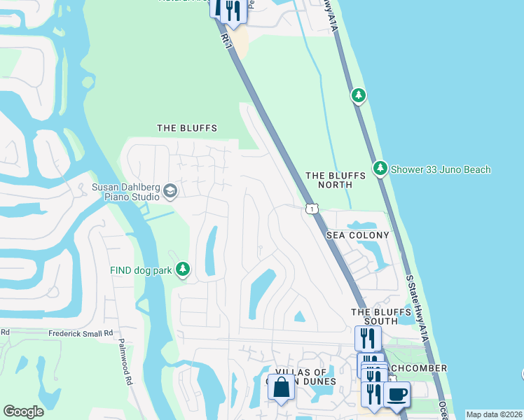 map of restaurants, bars, coffee shops, grocery stores, and more near 187 Cape Pointe Circle in Jupiter