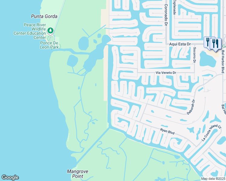 map of restaurants, bars, coffee shops, grocery stores, and more near 2841 Deborah Drive in Punta Gorda