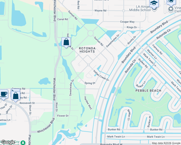 map of restaurants, bars, coffee shops, grocery stores, and more near 138 April Road in Rotonda West