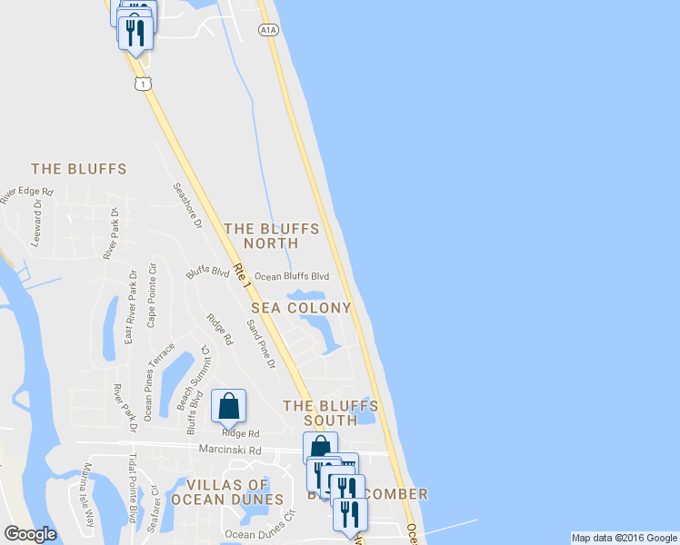 map of restaurants, bars, coffee shops, grocery stores, and more near 201 Ocean Bluffs Boulevard in Jupiter