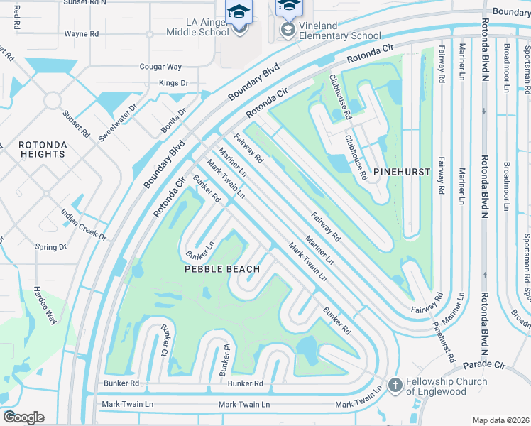 map of restaurants, bars, coffee shops, grocery stores, and more near 253 Mark Twain Lane in Rotonda West