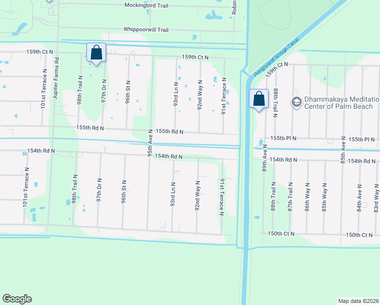 map of restaurants, bars, coffee shops, grocery stores, and more near 9301 154th Road North in Jupiter