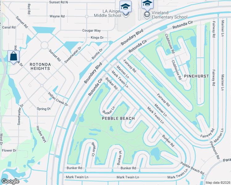 map of restaurants, bars, coffee shops, grocery stores, and more near 5 Bunker Lane in Rotonda West