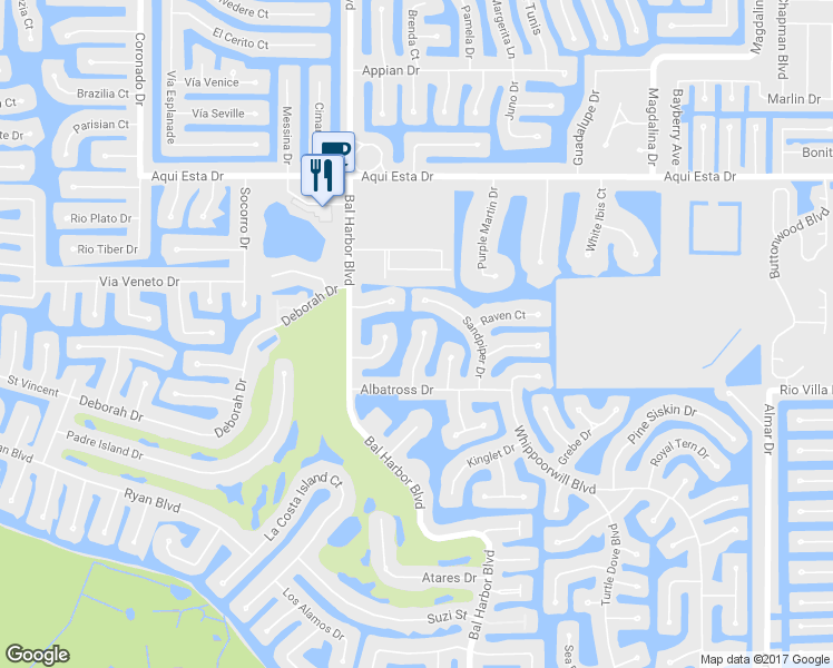map of restaurants, bars, coffee shops, grocery stores, and more near 3411 Nighthawk Court in Punta Gorda