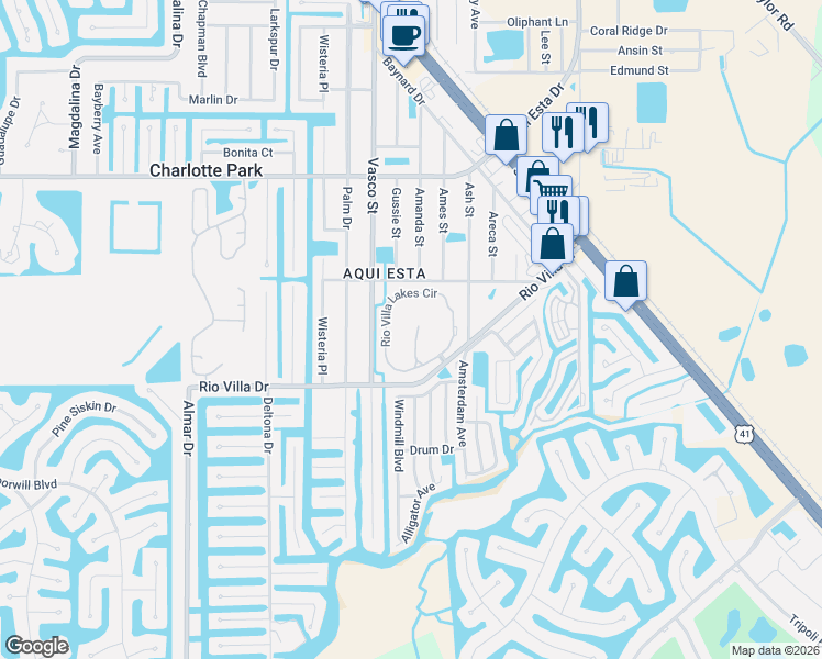 map of restaurants, bars, coffee shops, grocery stores, and more near 8648 Lake Front Court in Punta Gorda