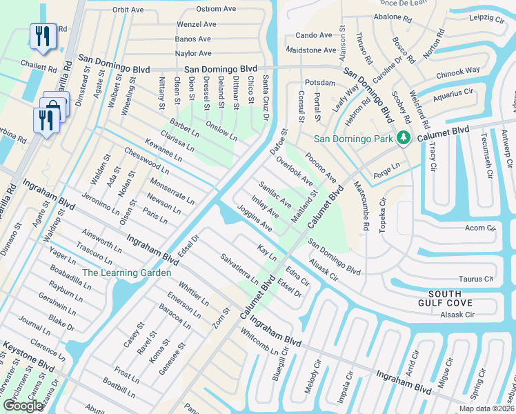 map of restaurants, bars, coffee shops, grocery stores, and more near 14297 Imlay Avenue in Port Charlotte