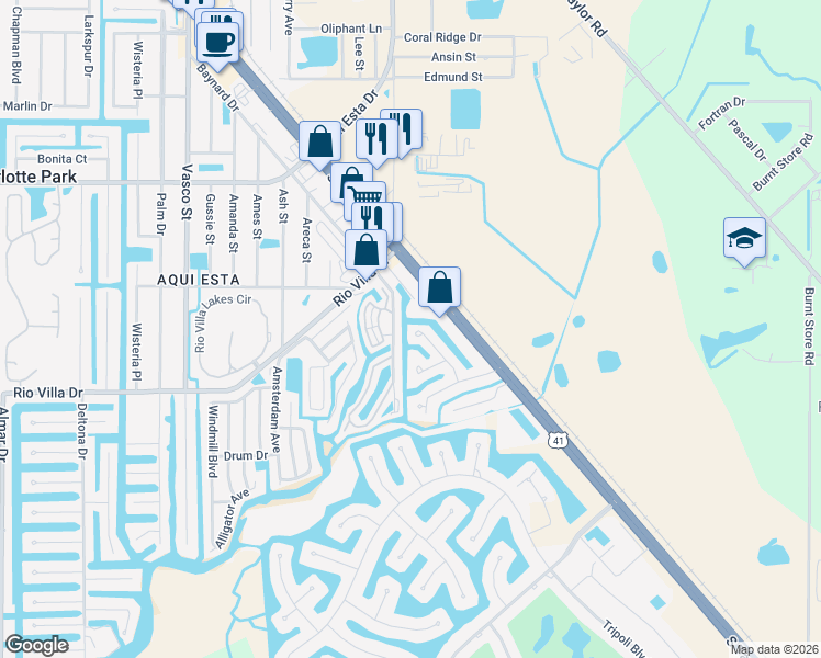 map of restaurants, bars, coffee shops, grocery stores, and more near 3819 Barnegat Drive in Punta Gorda