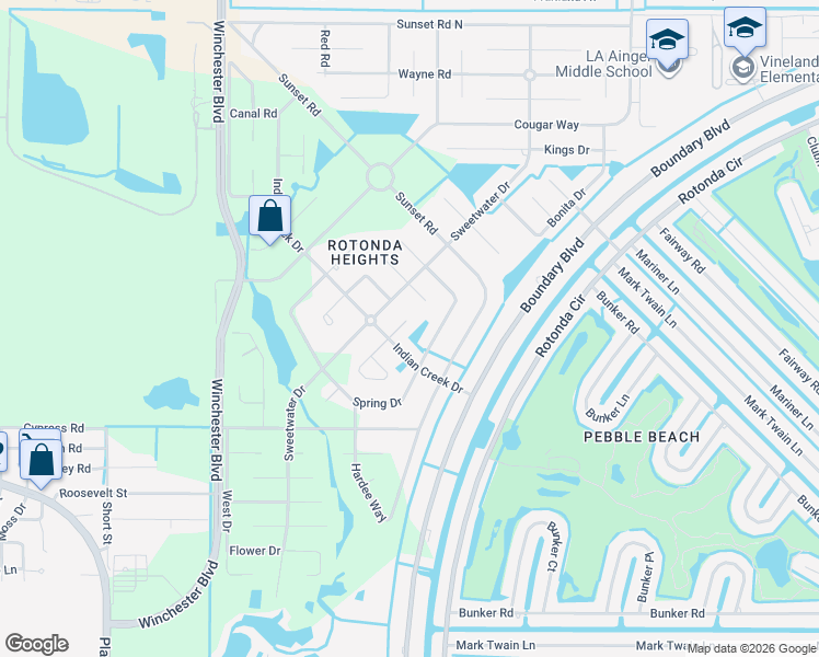 map of restaurants, bars, coffee shops, grocery stores, and more near 156 April Road in Rotonda West