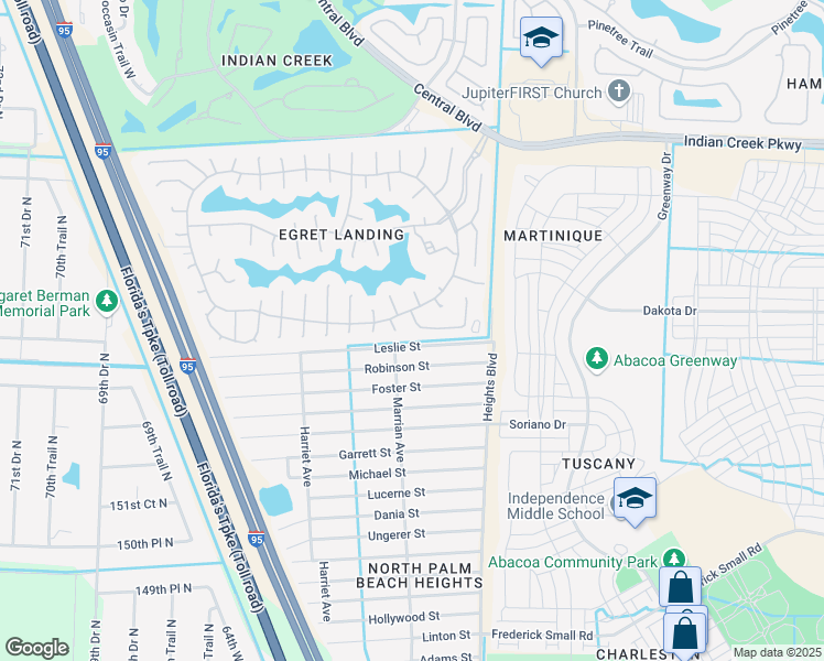 map of restaurants, bars, coffee shops, grocery stores, and more near 534 Rookery Place in Jupiter