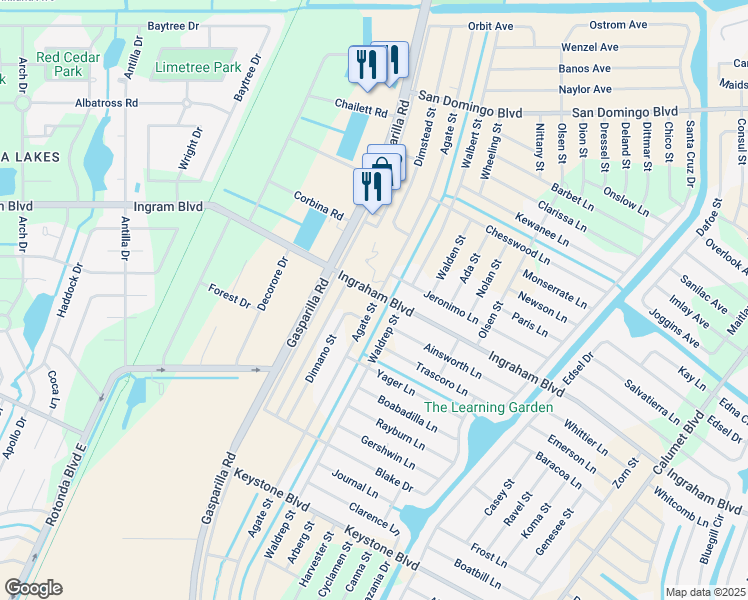 map of restaurants, bars, coffee shops, grocery stores, and more near 13334 Ingraham Boulevard in Port Charlotte