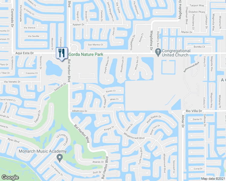 map of restaurants, bars, coffee shops, grocery stores, and more near 1460 Raven Court in Punta Gorda