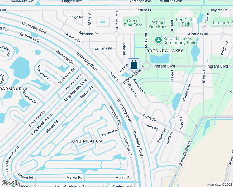 map of restaurants, bars, coffee shops, grocery stores, and more near 759 Boundary Boulevard in Rotonda West
