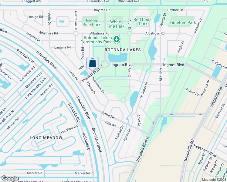 map of restaurants, bars, coffee shops, grocery stores, and more near 113 Leisure Place in Rotonda West