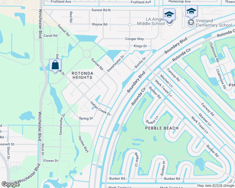map of restaurants, bars, coffee shops, grocery stores, and more near 221 Sunset Road in Rotonda West
