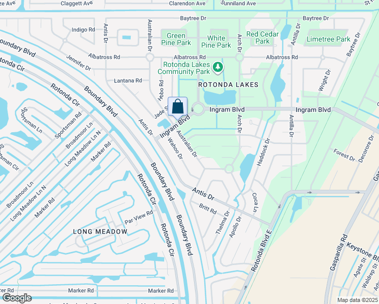 map of restaurants, bars, coffee shops, grocery stores, and more near 215 Australian Drive in Rotonda West