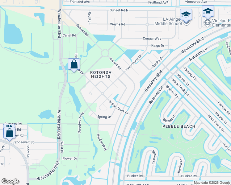 map of restaurants, bars, coffee shops, grocery stores, and more near 156 April Road in Rotonda West
