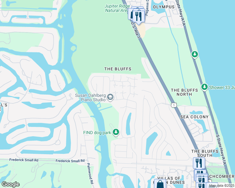 map of restaurants, bars, coffee shops, grocery stores, and more near 2534 25th Ct in Jupiter