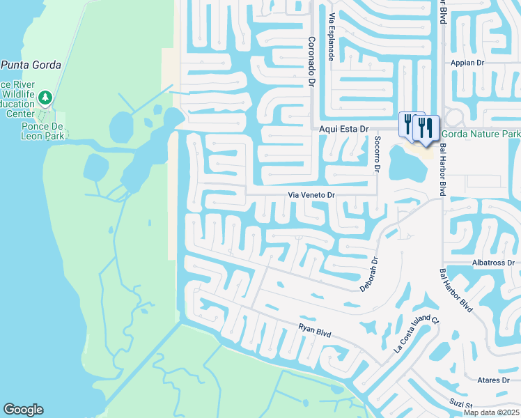 map of restaurants, bars, coffee shops, grocery stores, and more near 3312 Brentwood Court in Punta Gorda