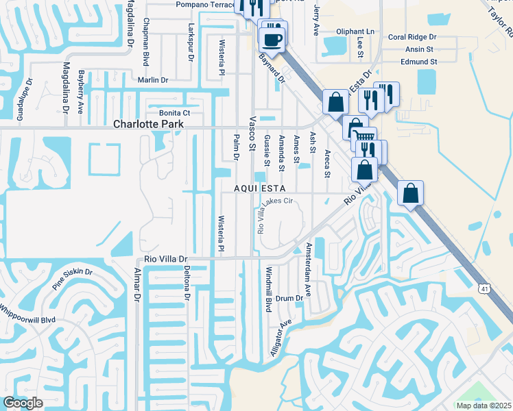 map of restaurants, bars, coffee shops, grocery stores, and more near 3622 Vasco Street in Punta Gorda