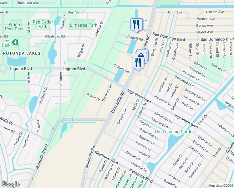 map of restaurants, bars, coffee shops, grocery stores, and more near 8455 Gasparilla Road in Port Charlotte